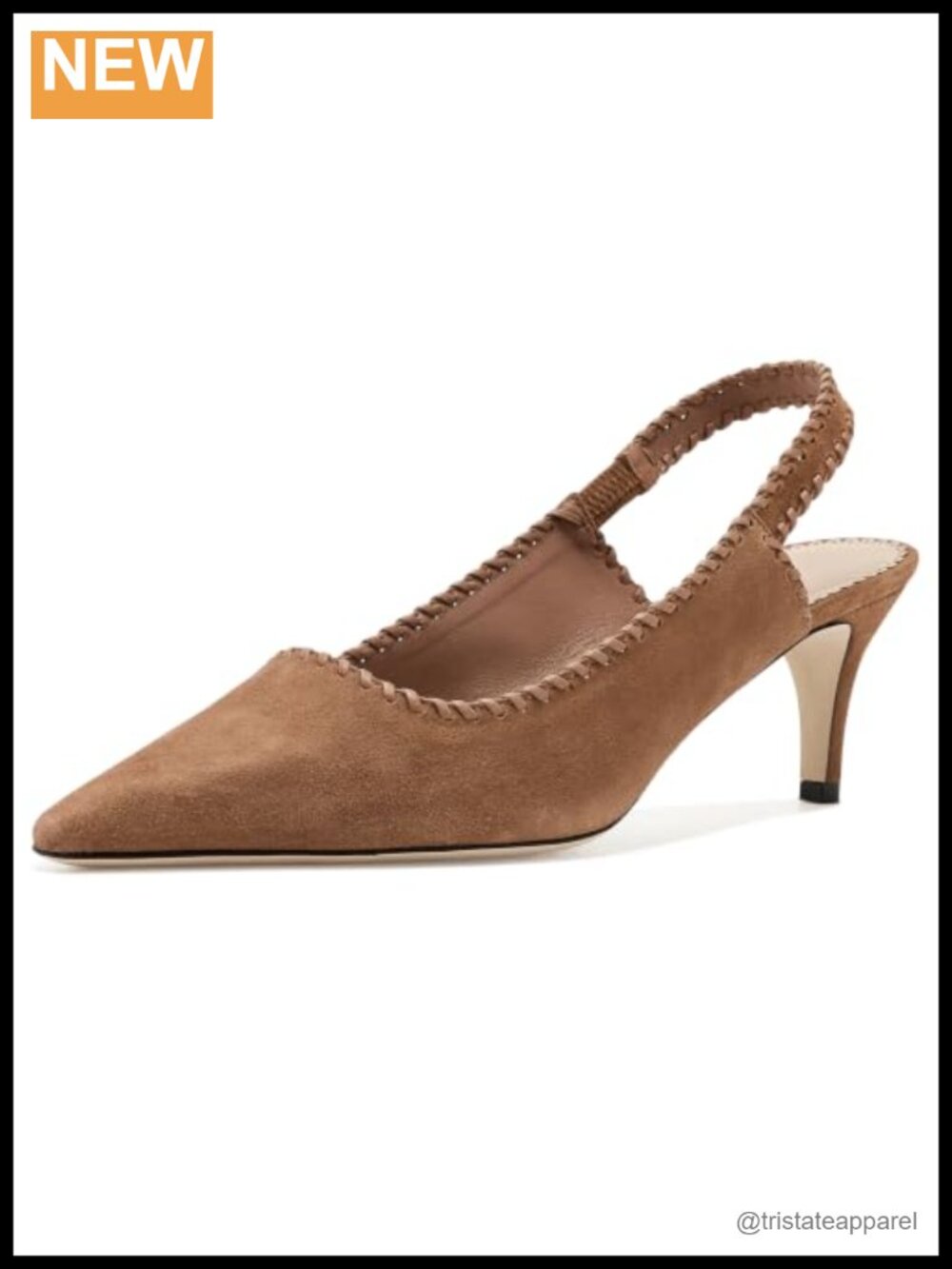 Suede Slingback Kitten Heel Pointed Toe Pump